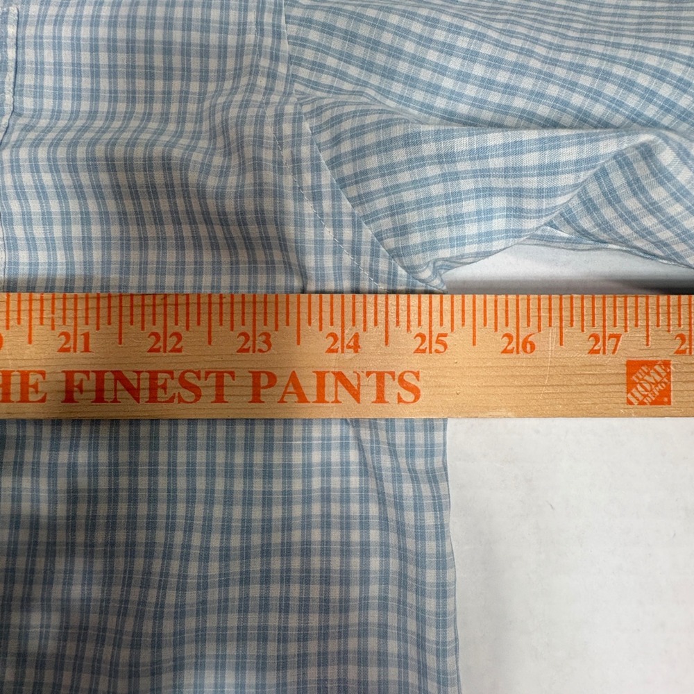 Van Heusen Men's XL (17–17.5) Blue Gingham Short Sleeve Button Down Shirt Pocket - Picture 2 of 11